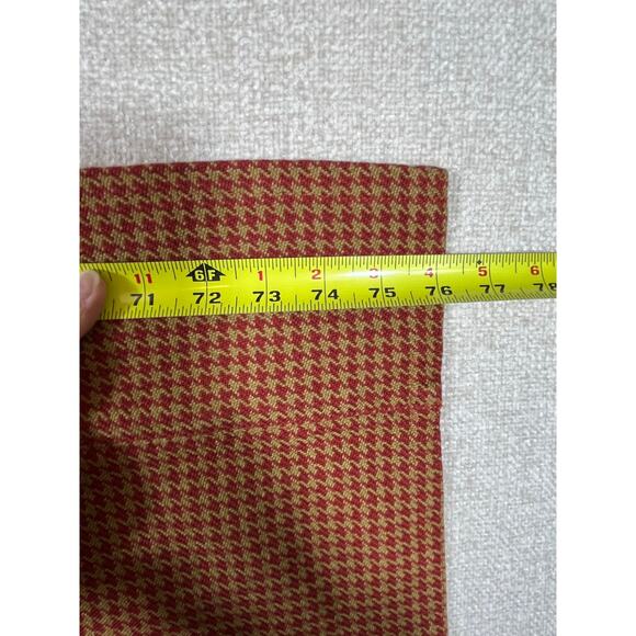 Peacock Alley Lot of 3 Red/Brown Houndstooth 100% Cotton King Bed Skirts w/ Pins - Picture 4 of 6